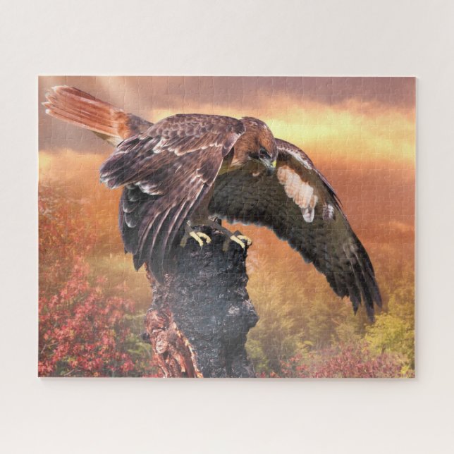 PUZZLE RED TAIL HAWK TOUCHDOWN (Horizontal)