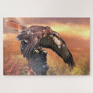 PUZZLE RED TAIL HAWK TOUCHDOWN