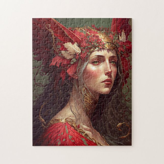 Puzzle Red Valkyrie Woman Fantasy Art (Vertical)