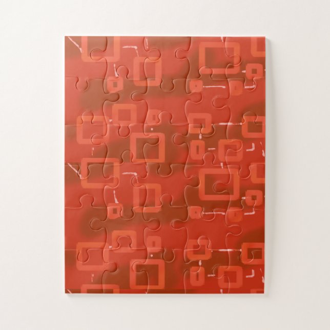Puzzle Red Whimsical Geometric Abstract  (Vertical)