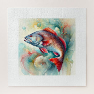 Puzzle Redfish in Serene Waters 210824AREF147 - Watercolo