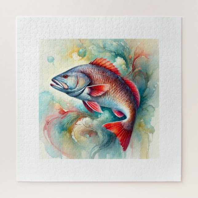 Puzzle Redfish in Serene Waters 210824AREF147 - Watercolo (Vertical)