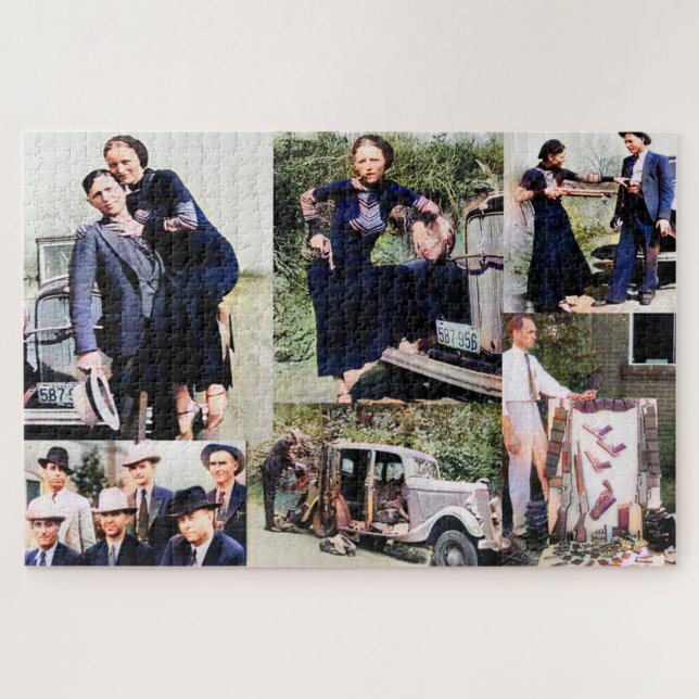 Puzzle Redux De Collage De Historias Bonnie Y Clyde (Horizontal)