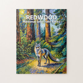 Puzzle Redwood National Park Van Gogh Forest Fox Custom