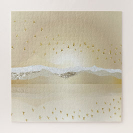 Puzzle Reflejo De La Montaña Dorada De Invierno Del Sol E