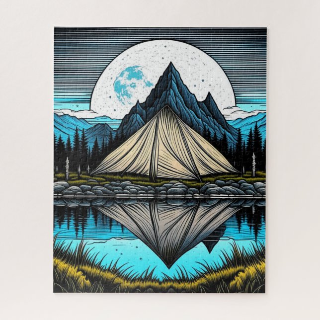 Puzzle Reflejo de una carpa en el lago en las montañas (Vertical)