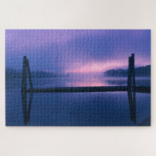 Puzzle Reflejo del paisaje del agua morada y rosa del ama