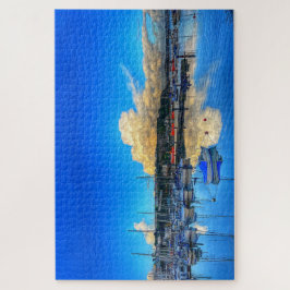 Puzzle Reflejos de Brixham: Nubes doradas y vista al puer