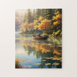 Puzzle Reflejos de otoño en lago azul