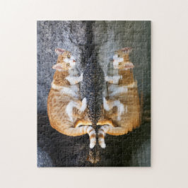 Puzzle Reflexión del gato en agua de estanque, juego