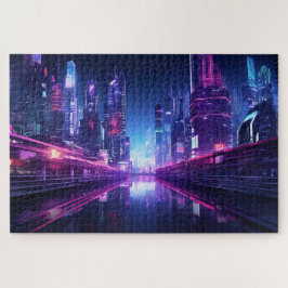 Puzzle Reflexión sobre la ciudad de Cyberpunk
