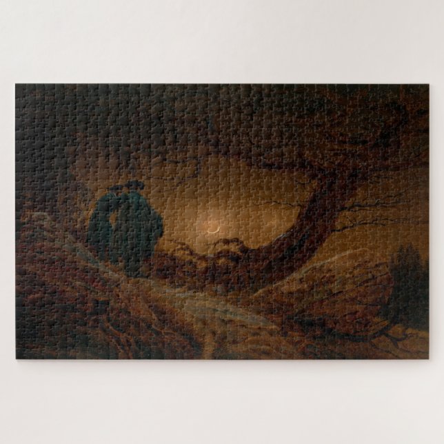 Puzzle Reflexión sobre la luna: obra de Friedrich 1819-18 (Horizontal)