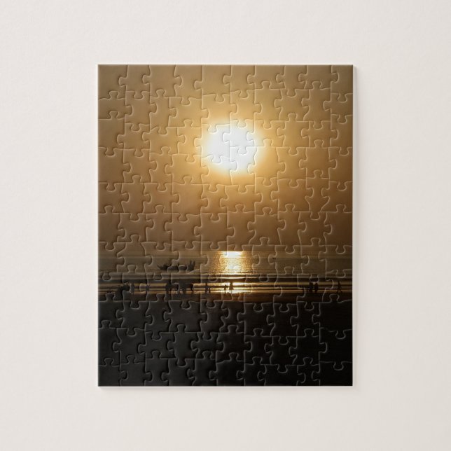 Puzzle Reflexión sobre la puesta de sol en verano dorado  (Vertical)
