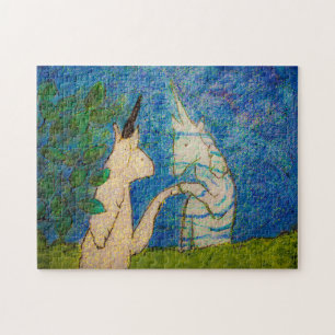 Puzzle Reflexión unicornio en un estanque