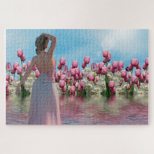 Puzzle Reflexiones de tulipanes y orquídeas (Horizontal)