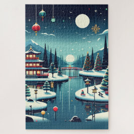 Puzzle Reflexiones de Yuletide en la Bolsa de Tote Orient