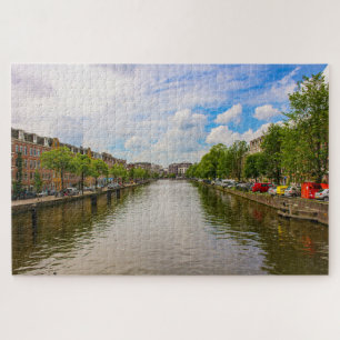 Puzzle Reflexiones sobre el canal en Ámsterdam, Países Ba