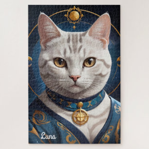 Puzzle Regal American Shorthair Cat vestido con azul