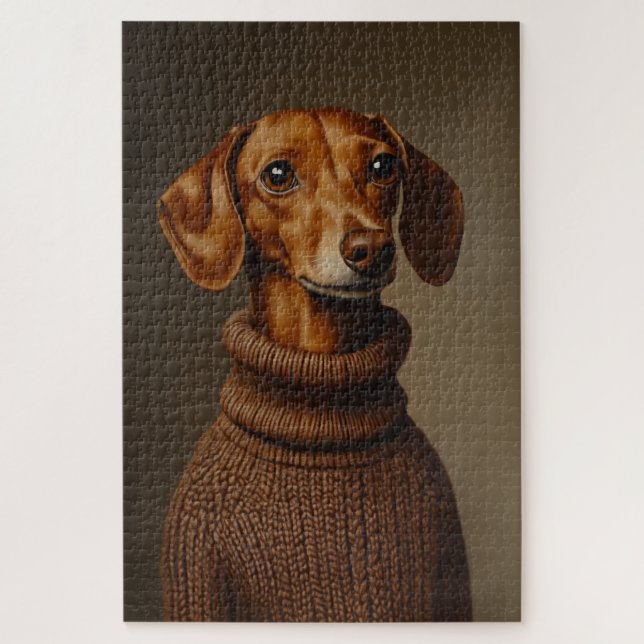 Puzzle Regal Dachshund en un cuello de tortuga (Vertical)
