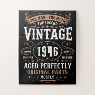 Puzzle Regalo 80 cumpleaños Retro 1946 Hombre Mito Leyend