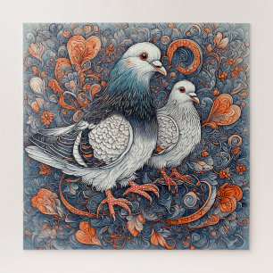 Puzzle Regalo de Amor para Parejas Paloma Floral Elegante