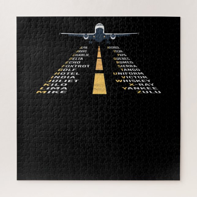 Puzzle Regalo de avión de cadete fonético Aphabet Pilot (Vertical)