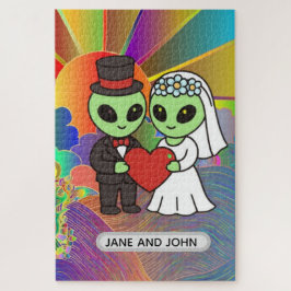 Puzzle Regalo de boda divertida de pareja de alienígenas
