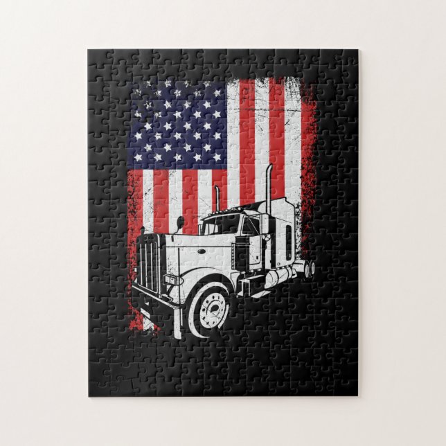 Puzzle Regalo de camionero con bandera estadounidense (Vertical)