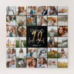 Puzzle Regalo de escritura fotográfica de 90 años moderno<br><div class="desc">Moderno guión de foto múltiple de 90 años regalo de almohada. Regalo ideal para mamáes,  papás,  abuelo,  abuelo,  abuelo de cualquier miembro de la familia. Impresionante texto elegante del guión. Diseño negro,  blanco y dorado.</div>