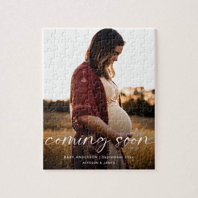 Puzzle Regalo de Foto de Anuncio de Embarazo Próximamente (Vertical)