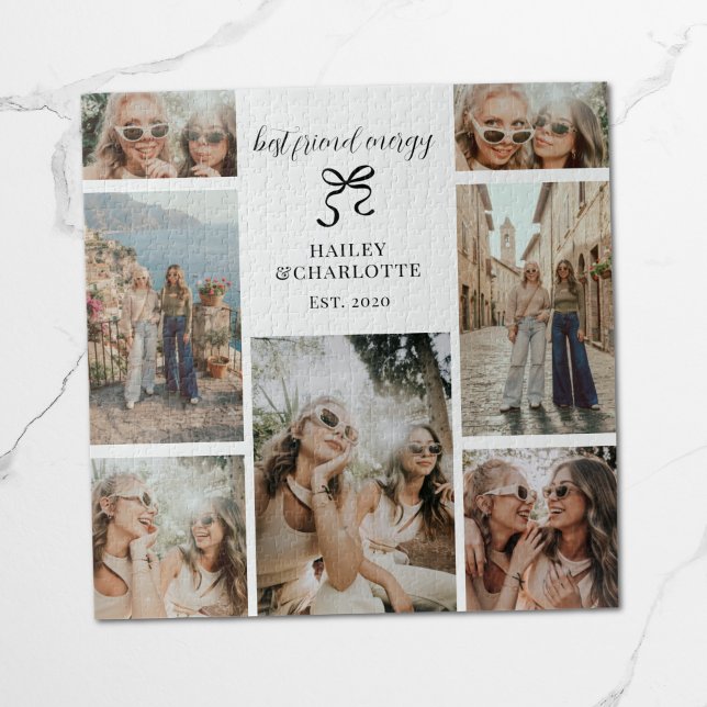Puzzle Regalo de foto de mejores amigas modernas (modern best friends trip girls weekend getaway gift idea for bff besties puzzle photo collage bow)