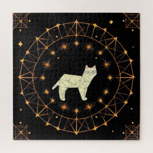 Puzzle Regalo de gato geométrico con estrellas doradas pa