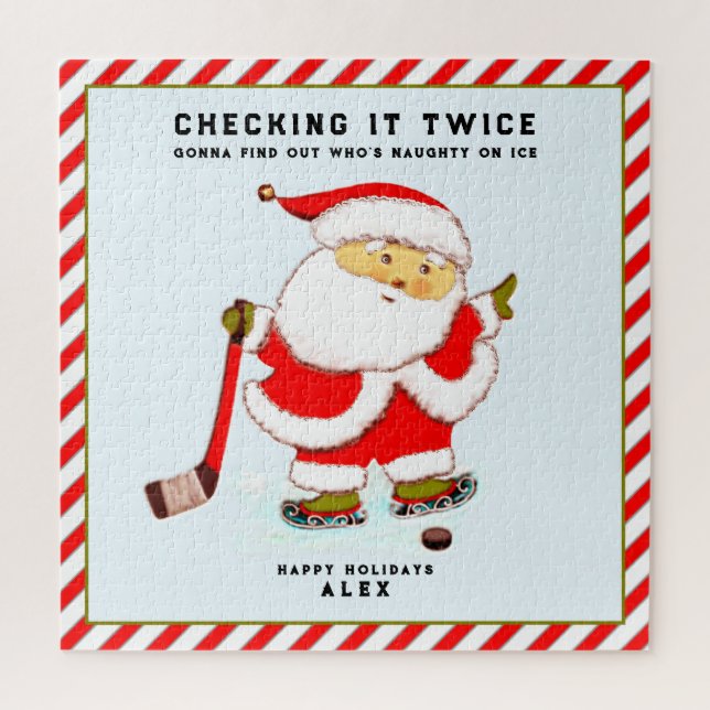 Puzzle Regalo de jugador de hockey personalizado (Vertical)