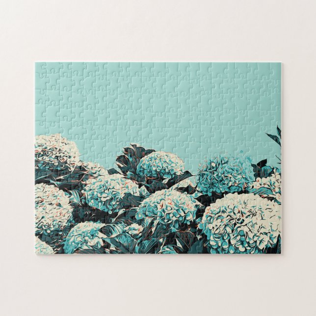Puzzle Regalo de las Azores, Hydrangeas Ilustracion Portu (Horizontal)