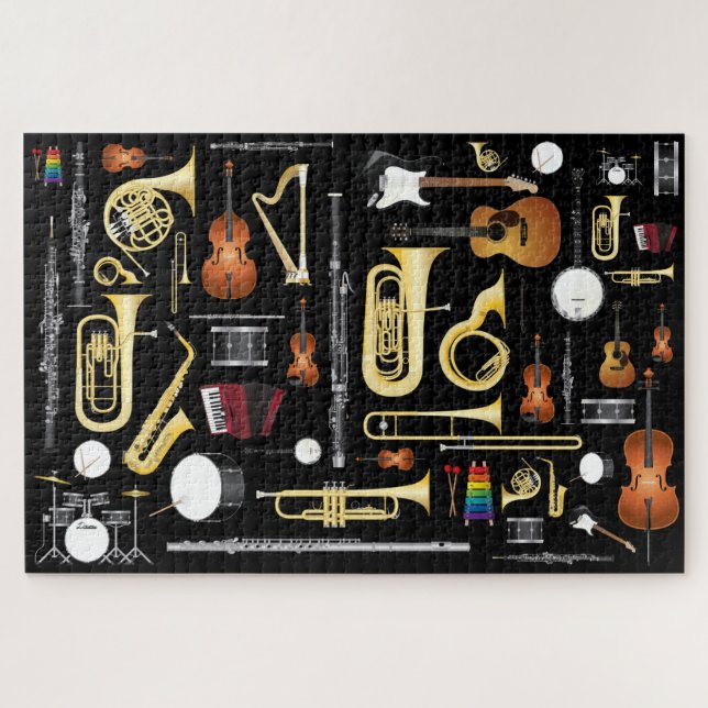 Puzzle Regalo de músico de colección de instrumentos musi (Horizontal)