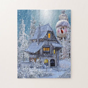 Puzzle Regalo de Navidad invierno blanco muñeco de nieve