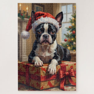 Puzzle Regalo de Navidad para perro Boston Terrier elegan