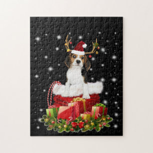 Puzzle Regalo de Navidades Beagle Reindeer Pressent