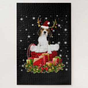 Puzzle Regalo de Navidades Beagle Reindeer Pressent