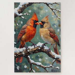 Puzzle Regalo de San Valentín Pareja de Cardenal Rojo