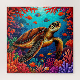 Puzzle Regalo de Tortuga Marina Arrecife de Coral Para Fa