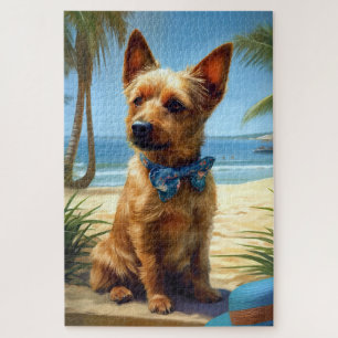 Puzzle Regalo de verano del australiano Terrier On Beach