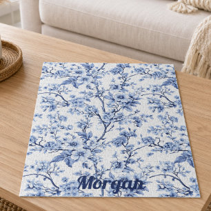 Puzzle Regalo floral azul elegante francés vintage person