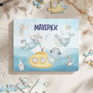 Puzzle Regalo oceánico para niños, personalizado bajo el 