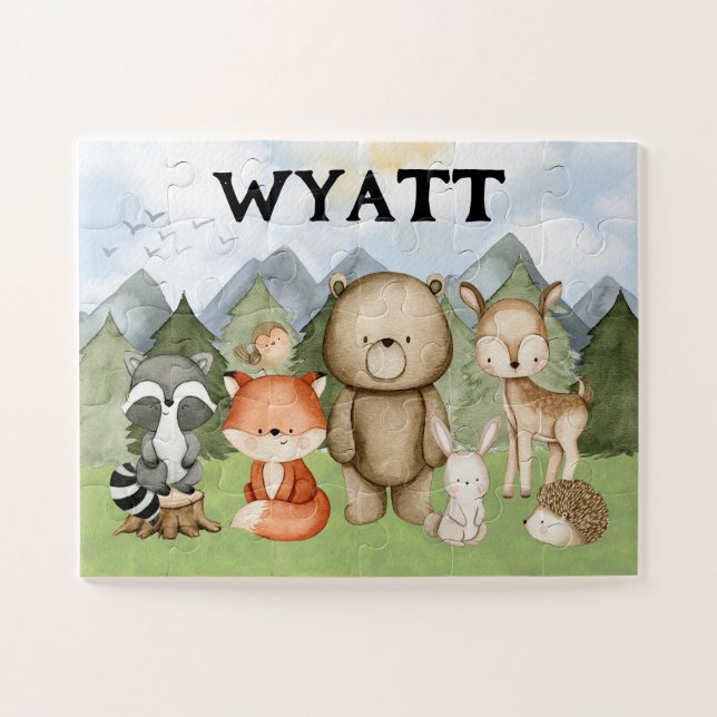 Puzzle Regalo Woodland para niños, Woodland personalizado (Horizontal)
