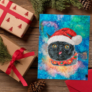 Puzzle Regalos de Navidad Cool Black Cat