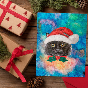 Puzzle Regalos de Navidad de Gatos Negros Adorables