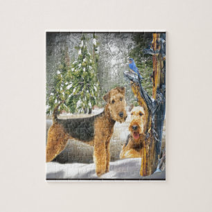 Puzzle Regalos del día de invierno de Airedale Terrier