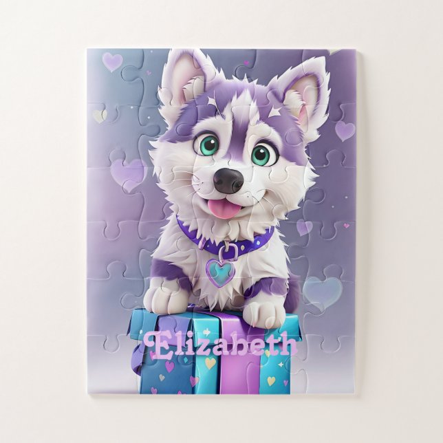 Puzzle Regalos Paw-some Husky Cachorro Celebra (Vertical)