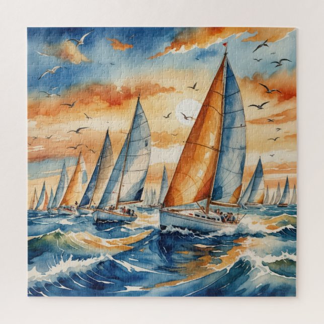 Puzzle Regata de veleros al aguarela (Vertical)